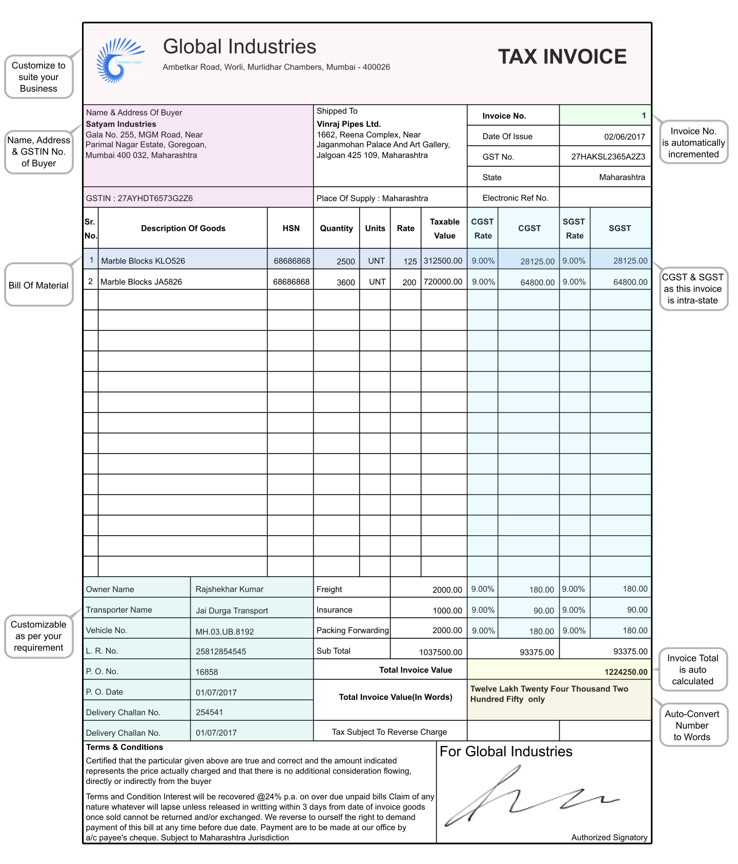 online tax invoice for distributor and retailers